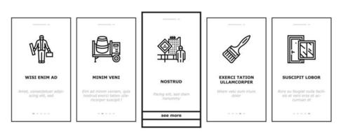 Construction Building And Repair Onboarding Icons Set Vector