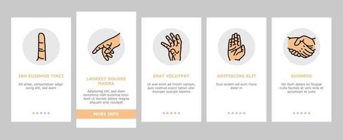 Hand Gesture And Gesticulate Onboarding Icons Set Vector