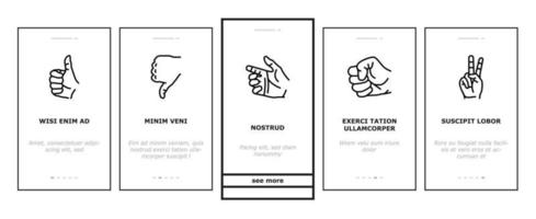 Hand Gesture And Gesticulate Onboarding Icons Set Vector