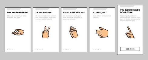 Hand Gesture And Gesticulate Onboarding Icons Set Vector