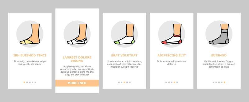 Socks Fabric Accessory Onboarding Icons Set Vector