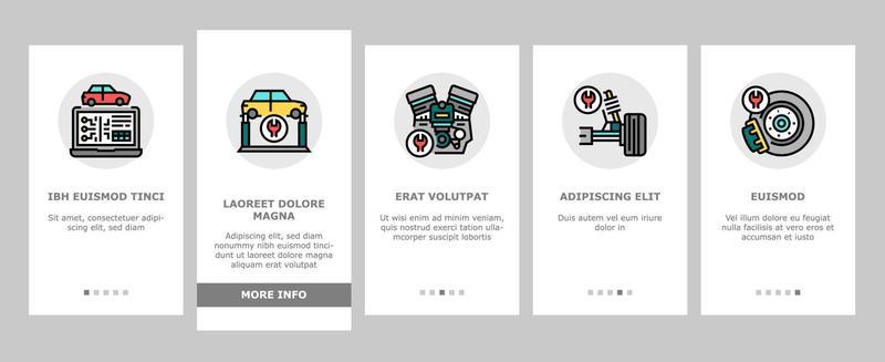 Car Service Garage Onboarding Icons Set Vector