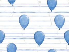 acuarela de patrones sin fisuras con globos azules. lindo fondo de bebé, para cumpleaños, es un niño. globos, diseño para tela, papel tapiz, papel para envolver. símbolo de vacaciones vector