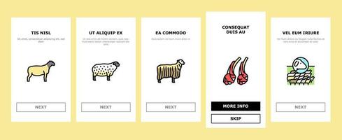 Sheep Breeding Farm Business Onboarding Icons Set Vector