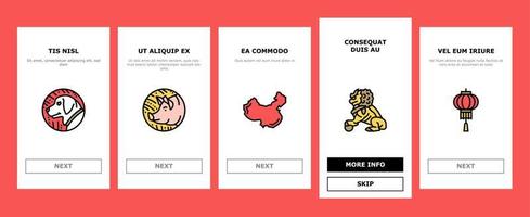 Chinese Horoscope And Accessory Onboarding Icons Set Vector