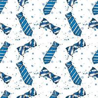 seamless pattern with bow tie and bow tie drawings. cute print for father's day. ties in blue stripes with abstract stains of paint on a white background. print for fabric, wrapping paper vector