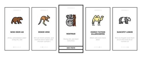 Zoo Animals, Birds And Snakes Onboarding Icons Set Vector