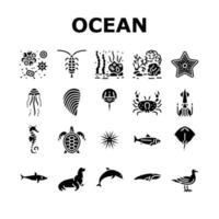 Ocean Underwater Life Collection Icons Set Vector