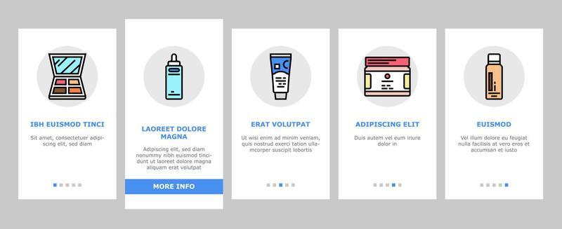 Cosmetics For Visage Skin Treat Onboarding Icons Set Vector
