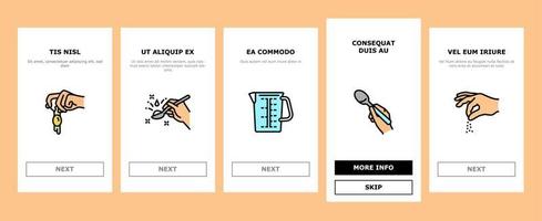 Cook Instruction For Prepare Meal Onboarding Icons Set Vector