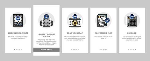 Data Recovery Computer Processing Onboarding Icons Set Vector