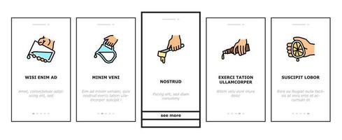 Cook Instruction For Prepare Meal Onboarding Icons Set Vector