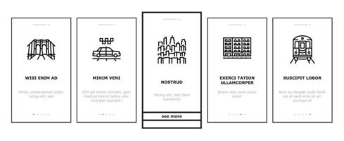 New York American City Landmarks Onboarding Icons Set Vector