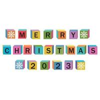 Figure 2023 of colored cubes, Christmas holiday, color vector isolated illustration