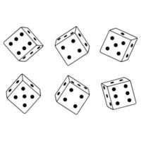 Dice, cubes, vector illustration outline icon isolated on white background