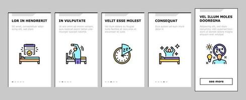 Insomnia Person Chronic Problem Onboarding Icons Set Vector