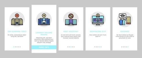 Higher Education And Graduation Onboarding Icons Set Vector