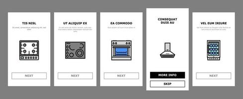 Appliances Domestic Equipment Onboarding Icons Set Vector