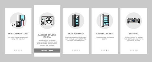 Appliances Domestic Equipment Onboarding Icons Set Vector