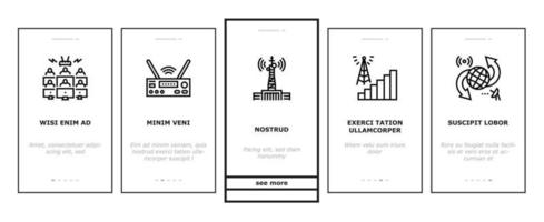 Telecommunication Technology Onboarding Icons Set Vector