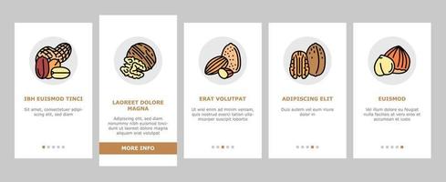 Nut Delicious Natural Nutrition Onboarding Icons Set Vector