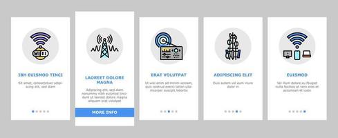 Telecommunication Technology Onboarding Icons Set Vector