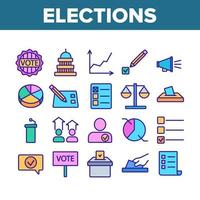 conjunto de iconos de colección de votación y elecciones vector