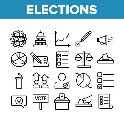Voting And Elections Collection Icons Set Vector