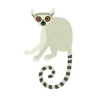 Exotic cute lemur. Animals of Madagascar and Africa. Vector childrens illustration in flat style