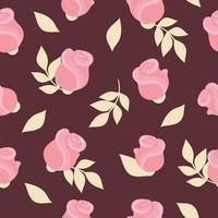 Cute seamless pattern with pink roses and buds. Beautiful spring flowers, packaging design, wedding decoration. Flat illustration vector