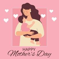 tarjeta de felicitación para el día de la madre, cumpleaños o día internacional de la mujer. mujeres con niños, familia, personas. ilustración vectorial plana vector