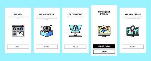 3d Modelling Software And Device Onboarding Icons Set Vector
