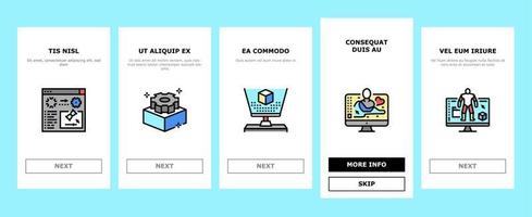 3d Modelling Software And Device Onboarding Icons Set Vector