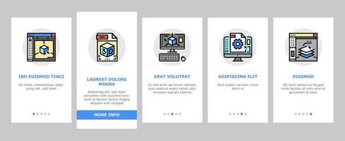 3d Modelling Software And Device Onboarding Icons Set Vector