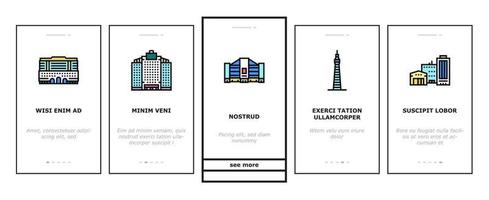 Building Restaurant And Store Onboarding Icons Set Vector