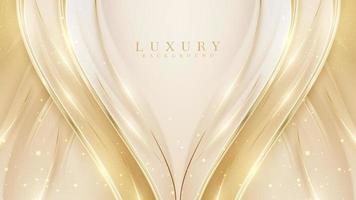 Luxury background with golden curve line decoration with glitter light effect and bokeh elements. vector