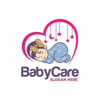 Sleeping Cute Baby Logo Designs Template vector