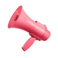 Pastel pink color megaphone isolated on white background photo