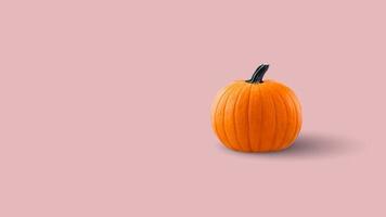 Halloween pumpkin on pink background. Minimal concept. Halloween or Thanksgiving season concept. photo