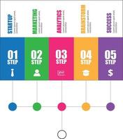 Infographic 5 step timeline template. Business graphic elements number five vector