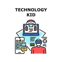 ilustración de vector de icono de niño de tecnología