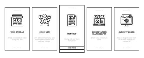 conjunto de iconos de incorporación de análisis e investigación de mercado vector