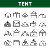 Tent Travel And Circus Collection Icons Set Vector