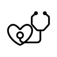 Stethoscope and heart icon vector. Isolated contour symbol illustration vector