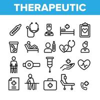 Therapeutic Collection Elements Icons Set Vector