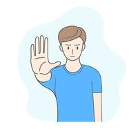 Stop, rejection, The man standing and showing forbidding signs on palms vector