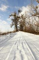 traces of the car on snow photo