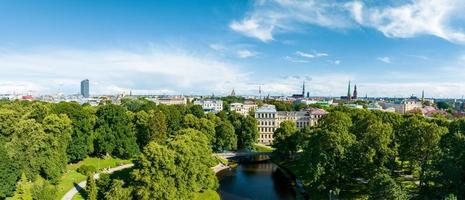 Close up panoramic view of the cathedral with Riga old town in the background. photo