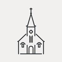 Protestant Church line icon. Christian religion. Home for God, place for pray and worship. Vector illustration editable stroke