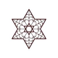 Star of David decorative element. Jewish Religion symbol. Line icon for Hanukkah holiday. Vector illustration